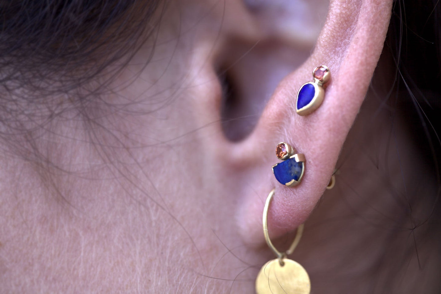 Orange and Lapis Mina Studs