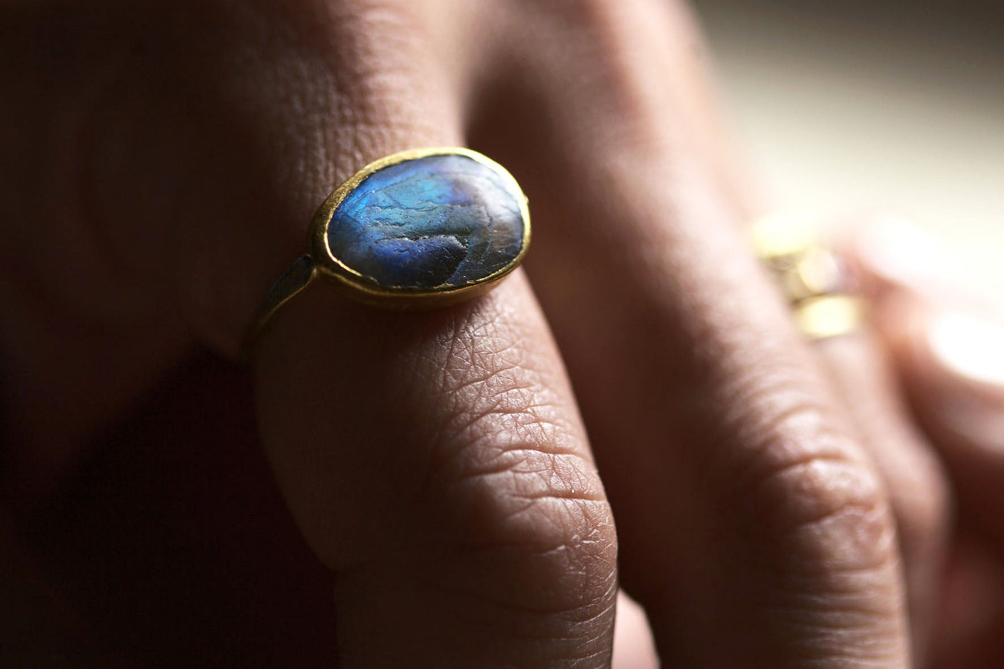 Large Labradorite Protection Ring