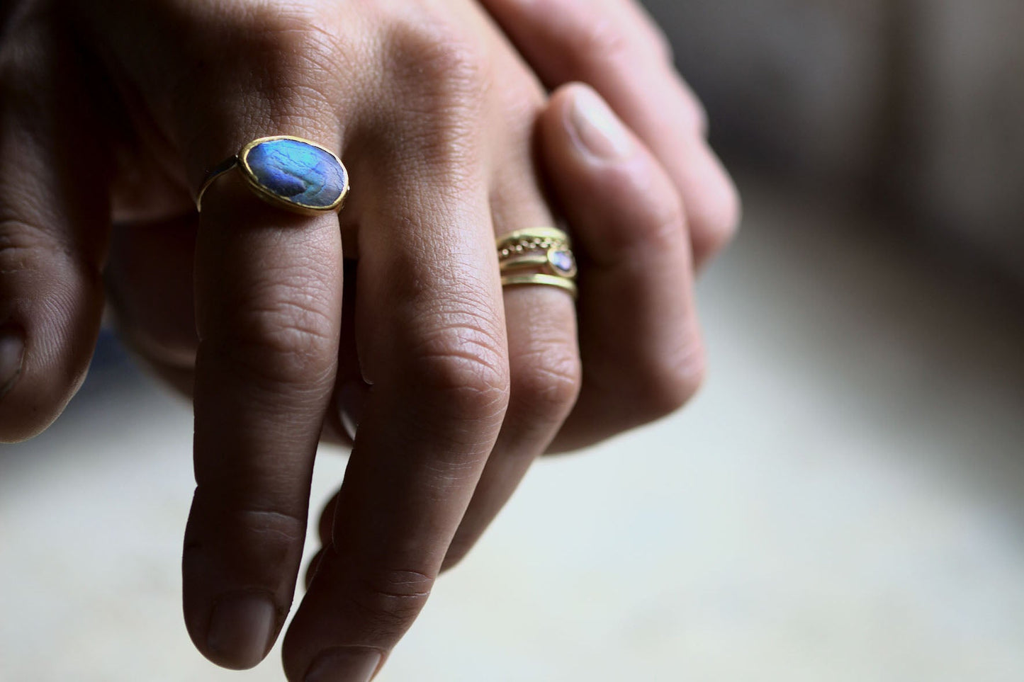 Large Labradorite Protection Ring