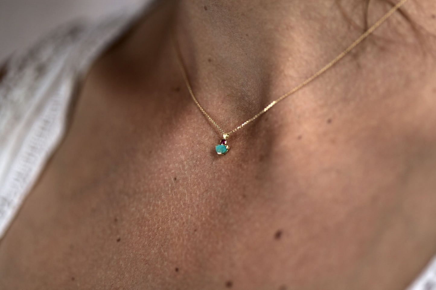 Ruby and turquoise Mina pendant