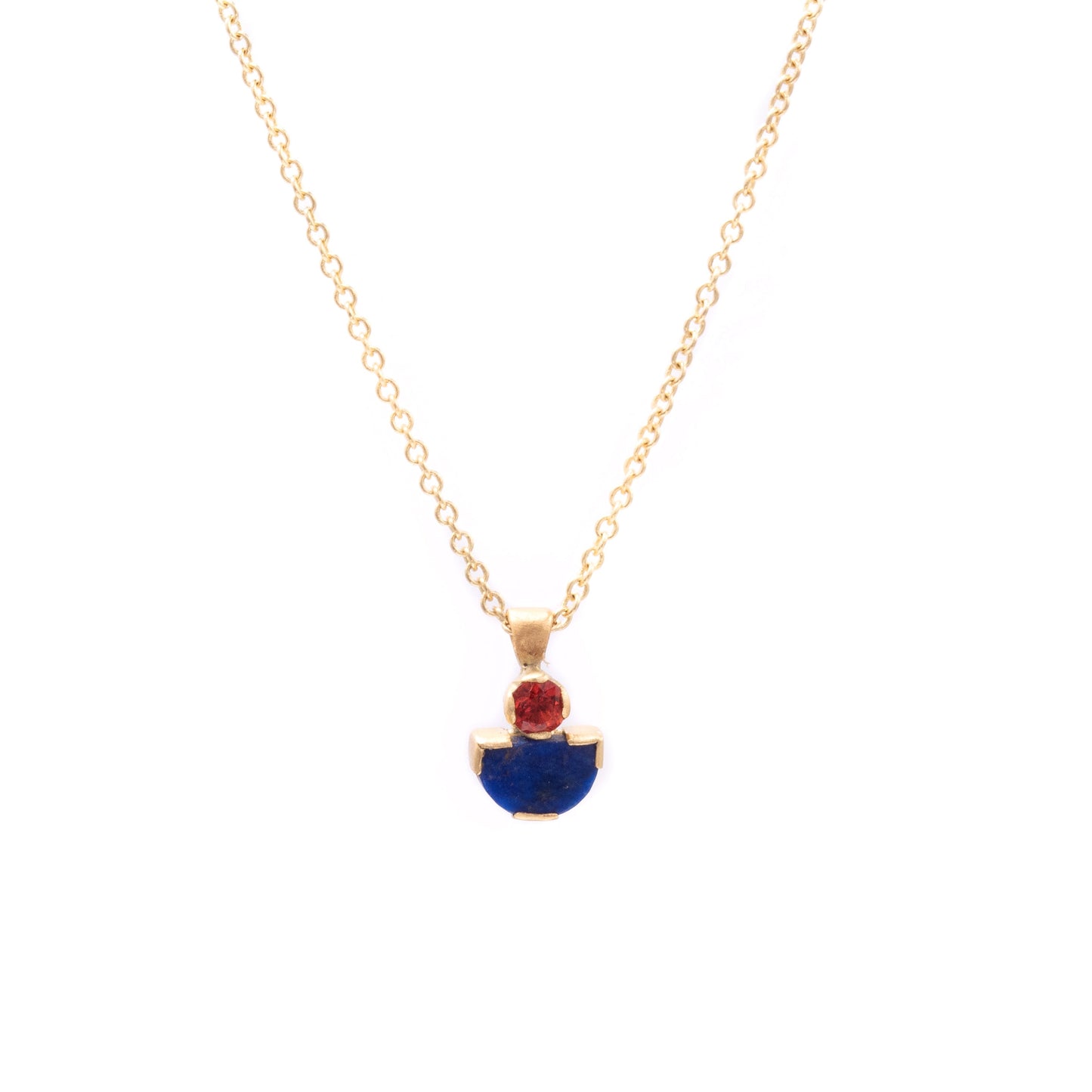 Orange sapphire and lapis Mina pendant