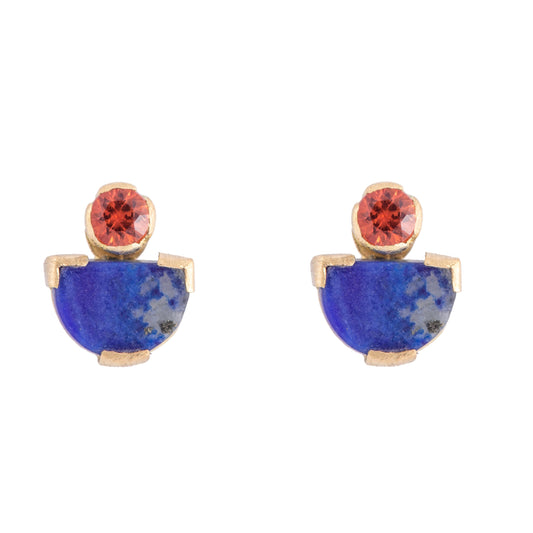 Orange and Lapis Mina Studs