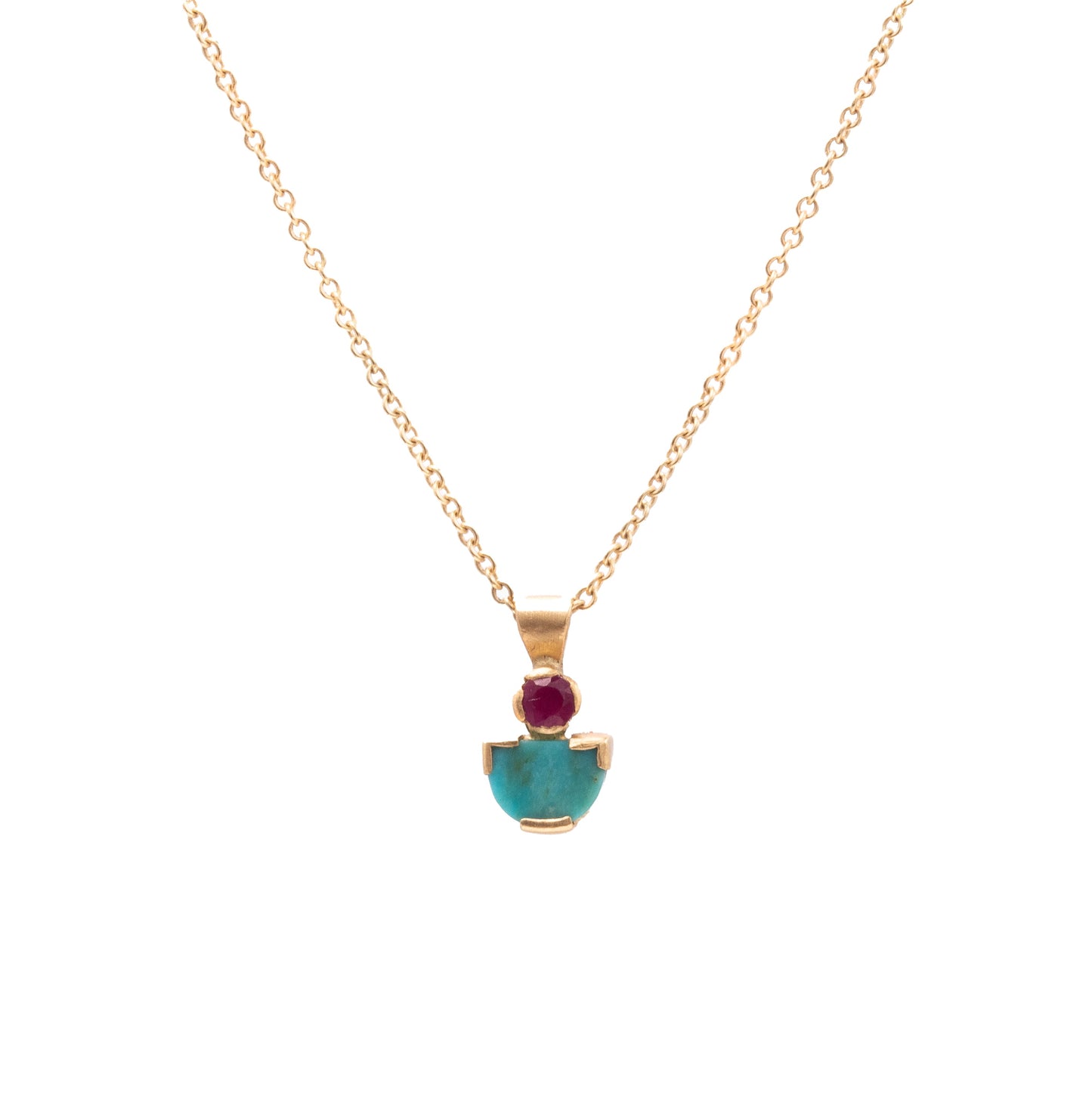 Ruby and turquoise Mina pendant
