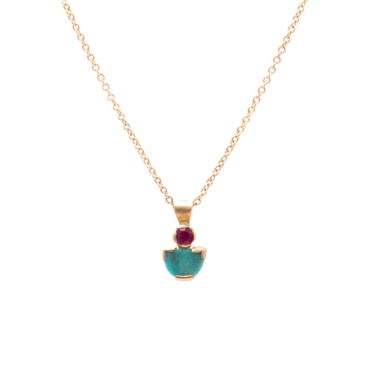 Ruby and turquoise Mina pendant